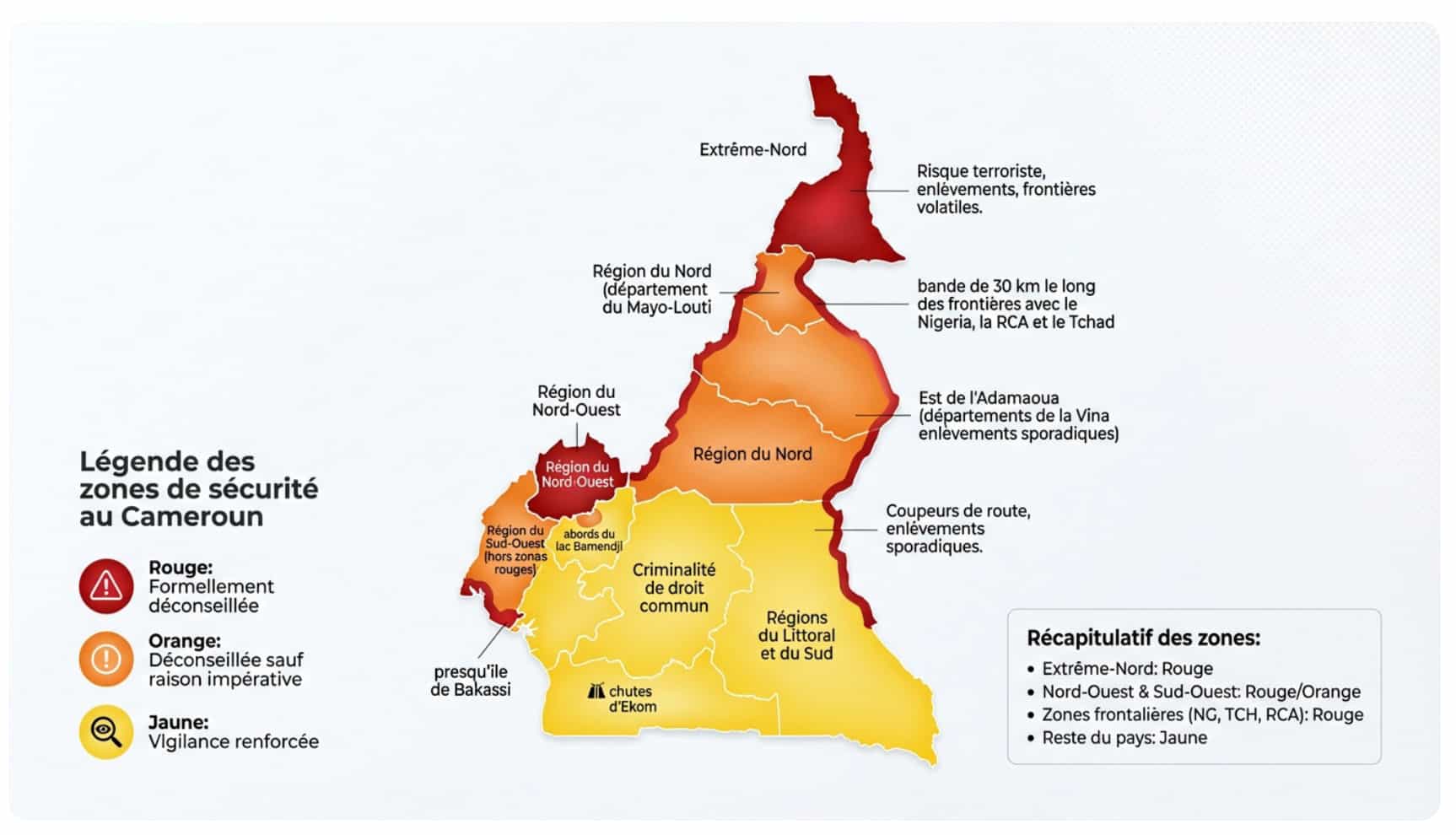 Une carte sur les dangers au Cameroun.