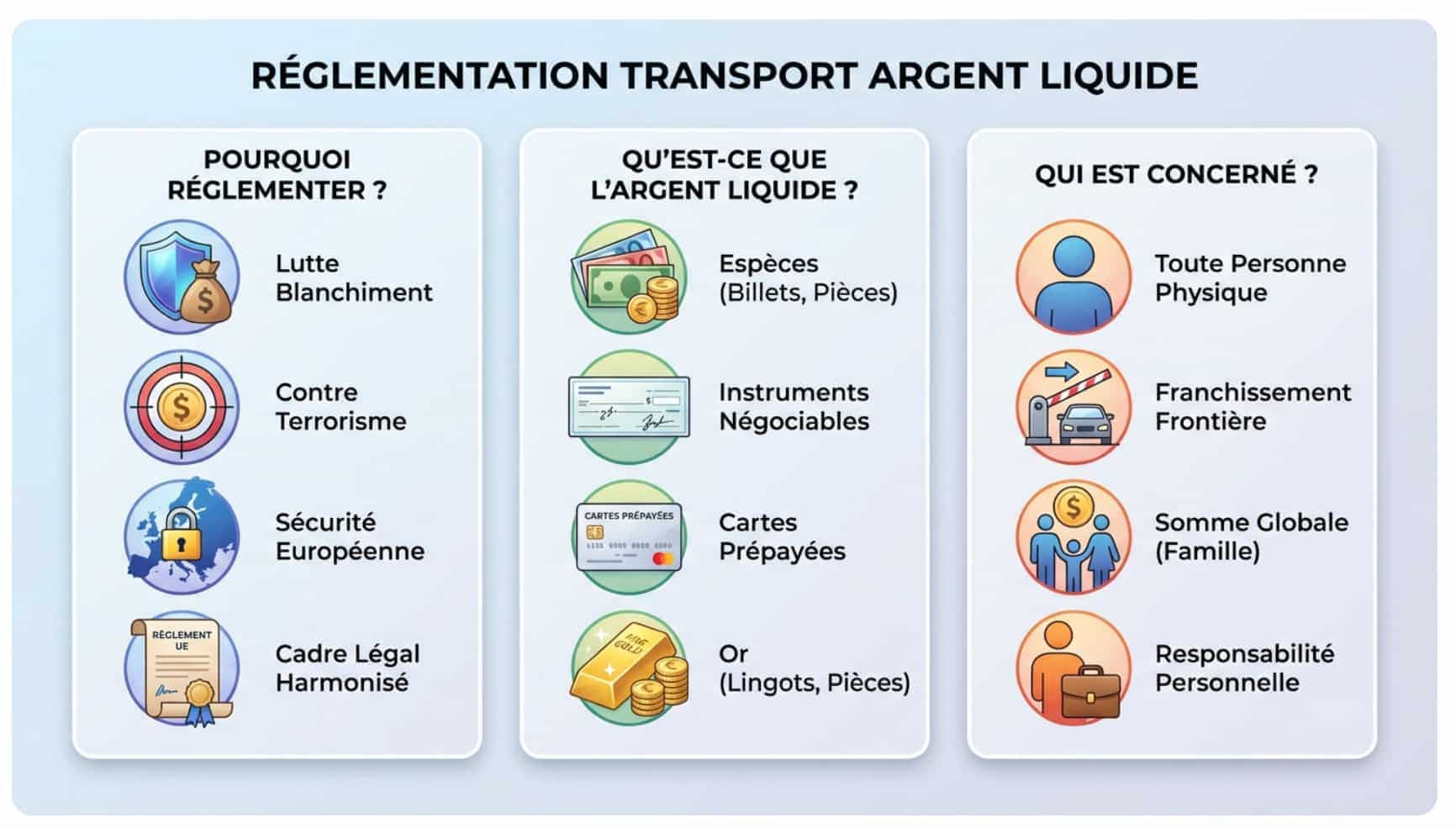 Une infographie sur combien d'argent peut-on avoir sur soi pour voyager.