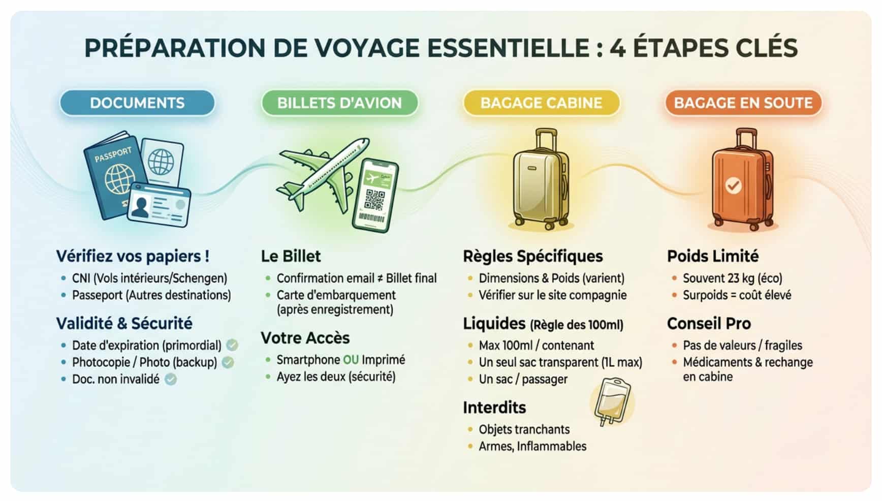 Une infographie qui explique comment prendre l'avion pour la première fois.