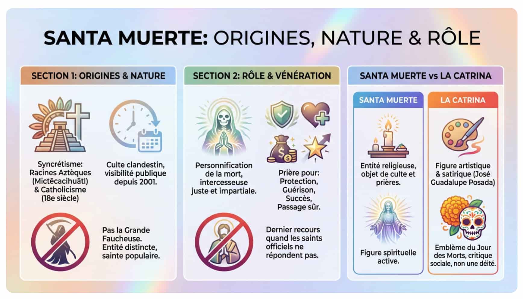 Une infographie sur Santa Muerte au Mexique.