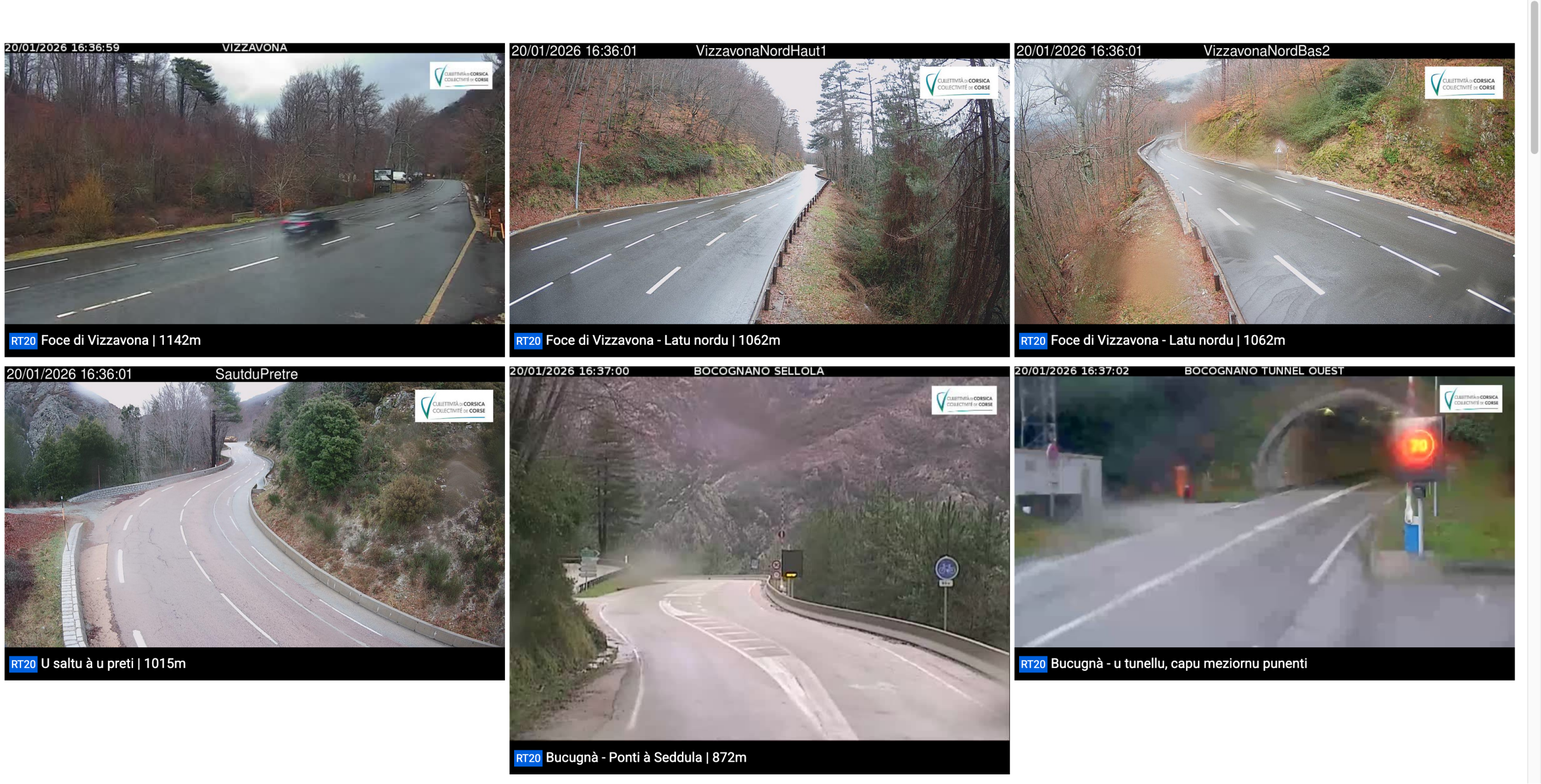 Les webcams en live du col de Vizzavona.