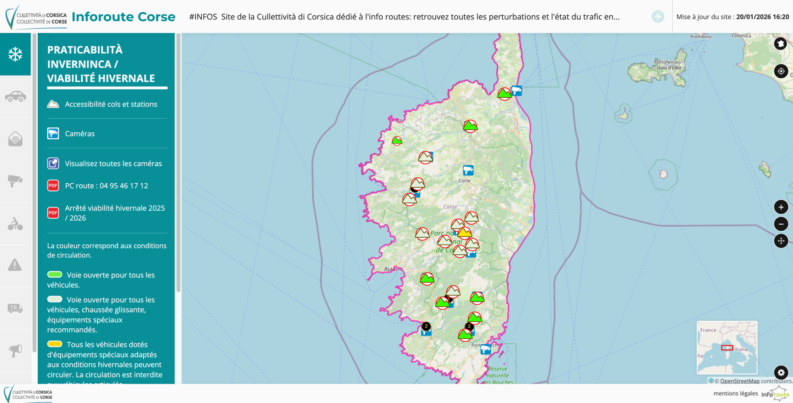 Le site Inforoute Corse.