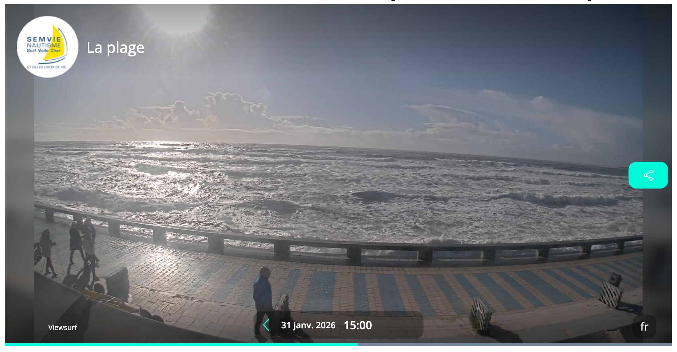 La webcam sur le remblai de Saint-Gilles-Croix-de-Vie.
