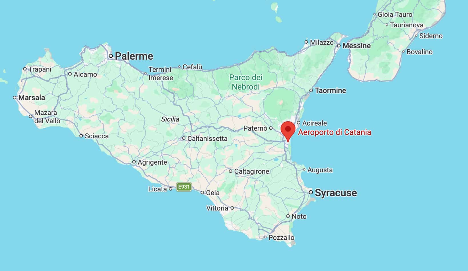 L'aéroport en Sicile de Catane.