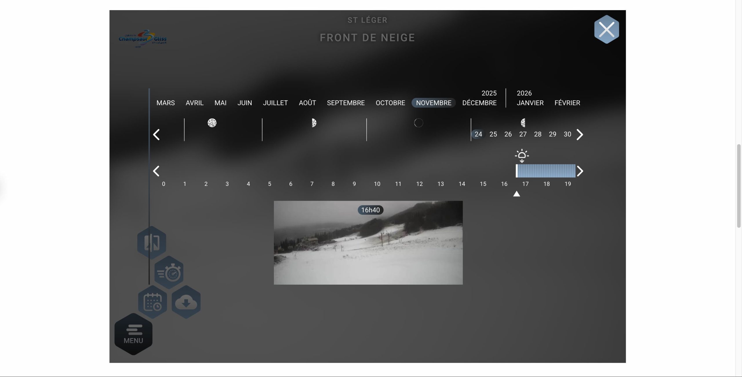 L'image de la webcam de Saint-Léger-les-Mélèzes au mois de novembre 2025.