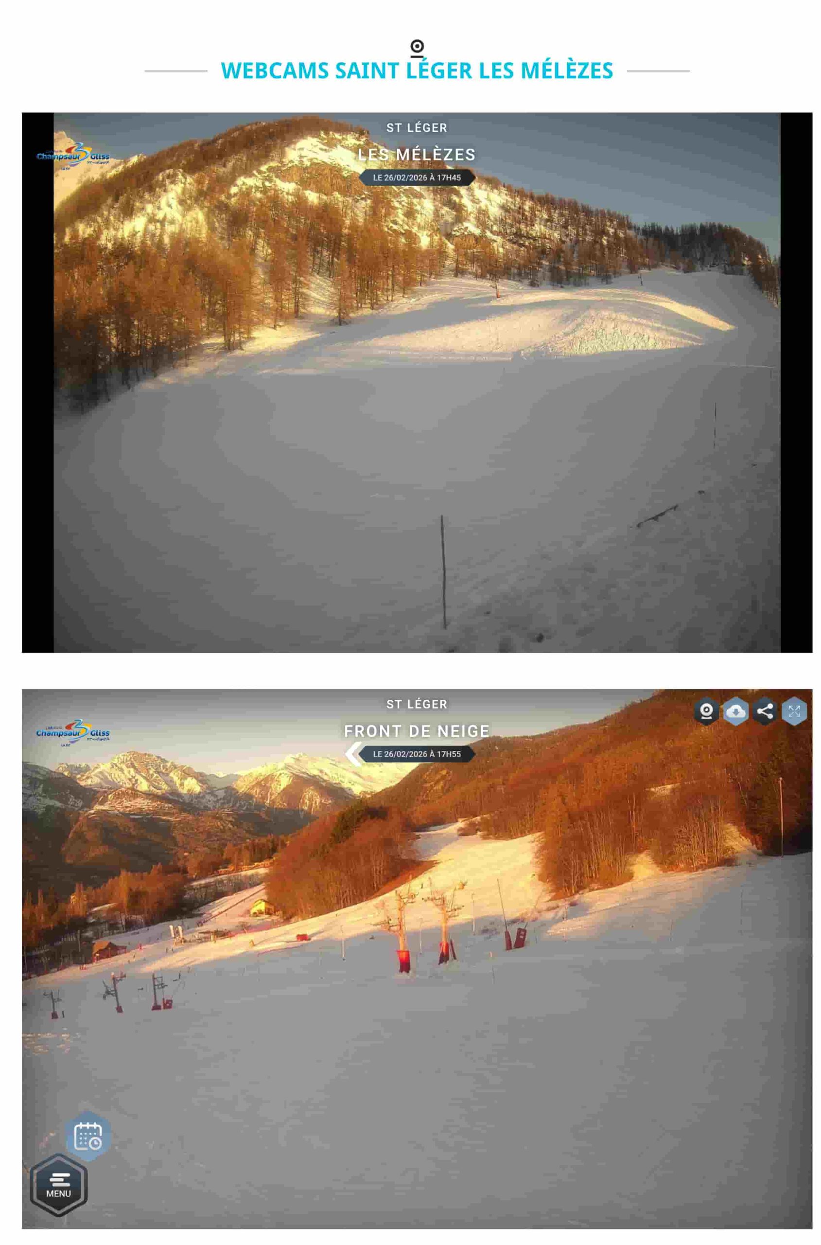 Les deux webcams situées à Saint-Léger-les-Mélèzes.
