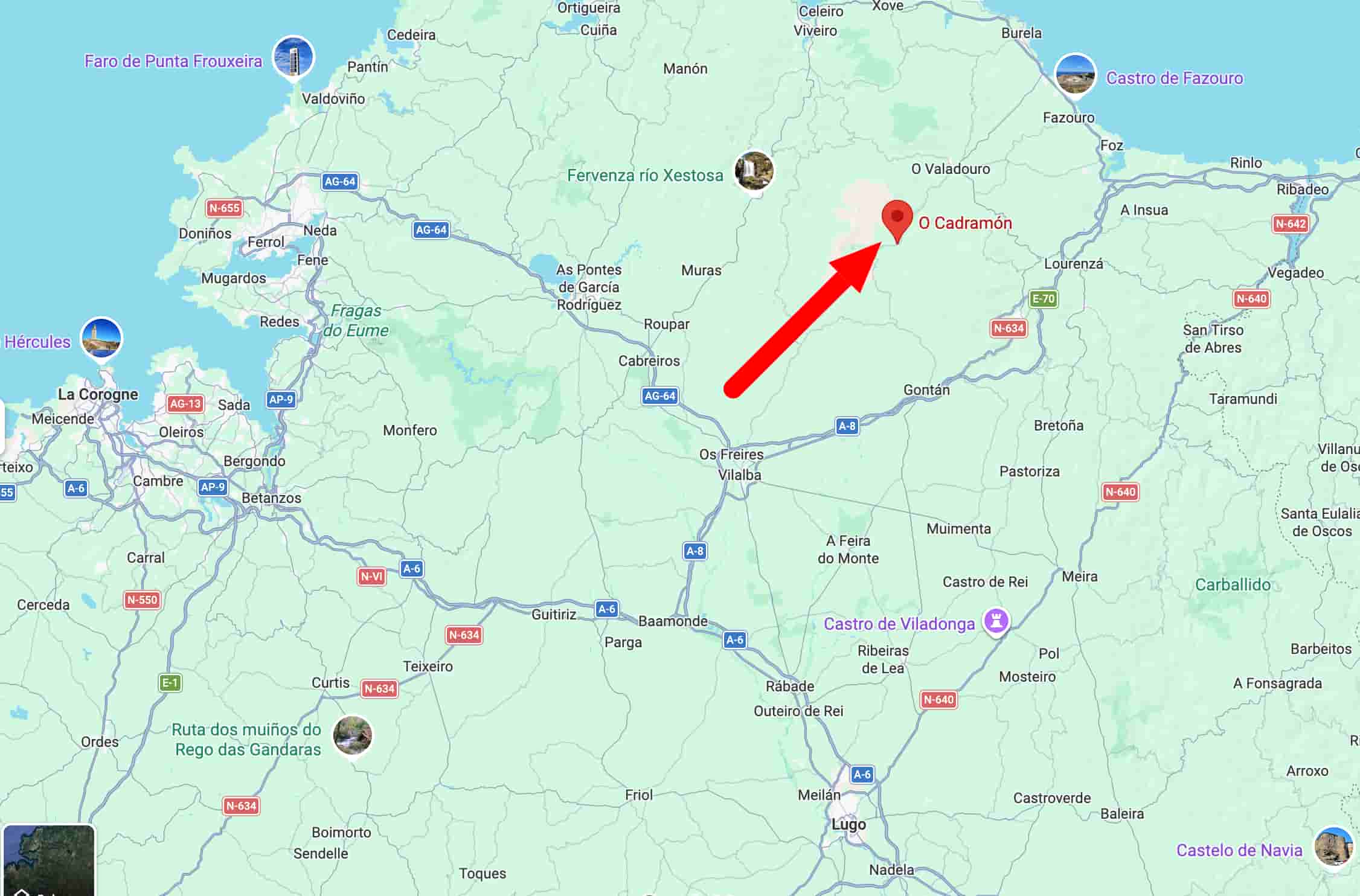 Carte de cadramon en Galice.