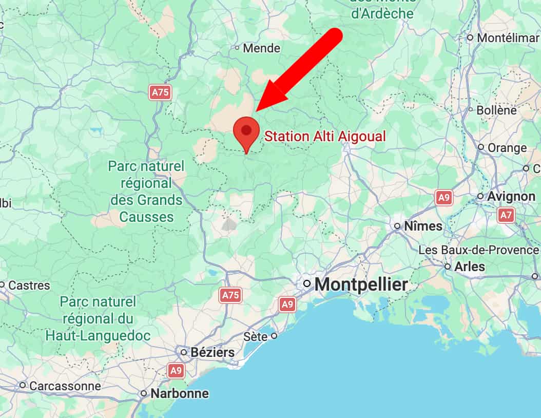 Situation de la station Alti Aigoual sur une carte.