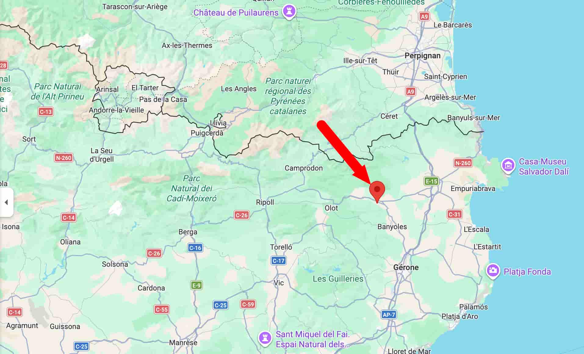 Localisation de Besalú (Catalonia) sur une carte.
