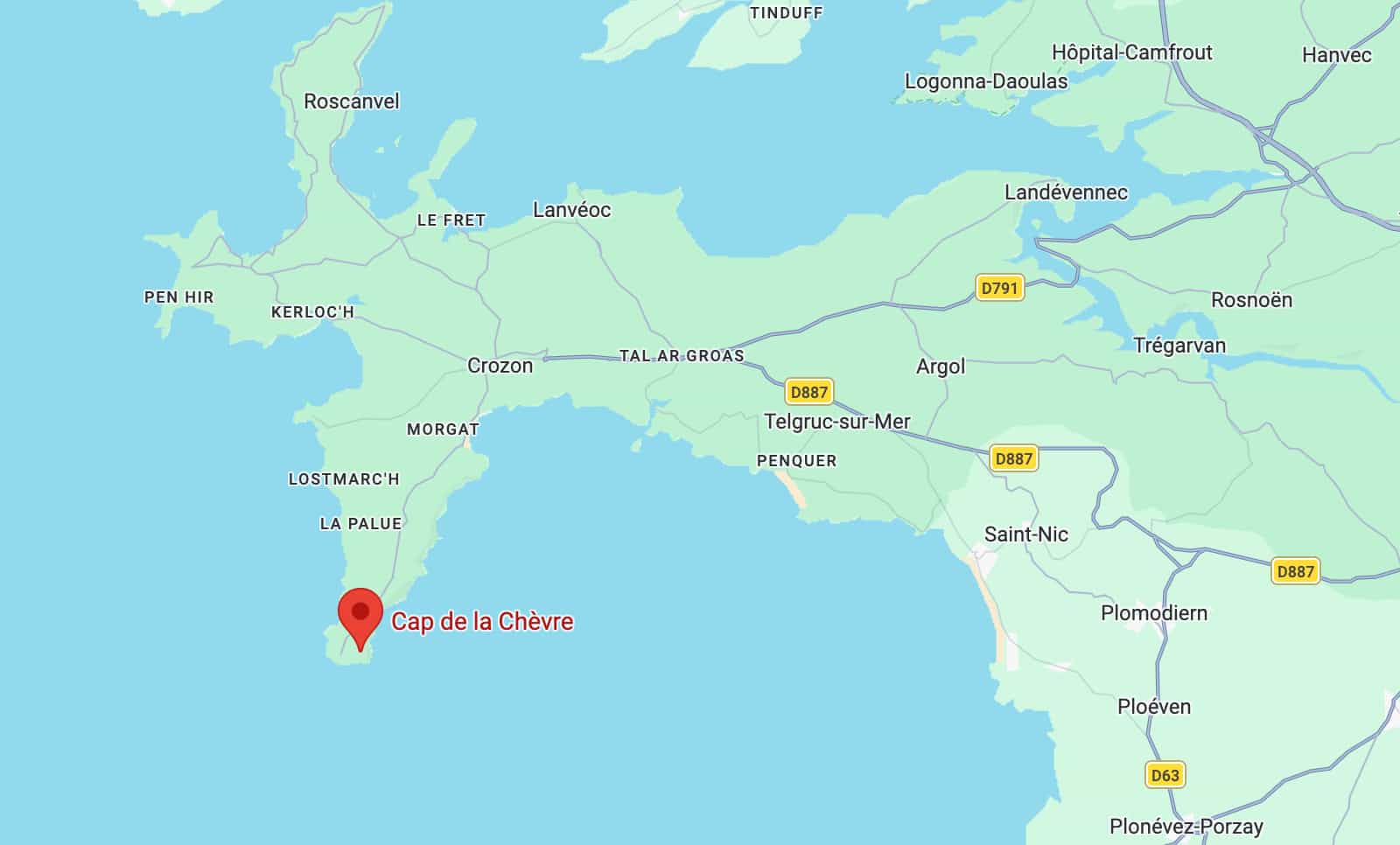 Une carte du Cap de la chèvre.
