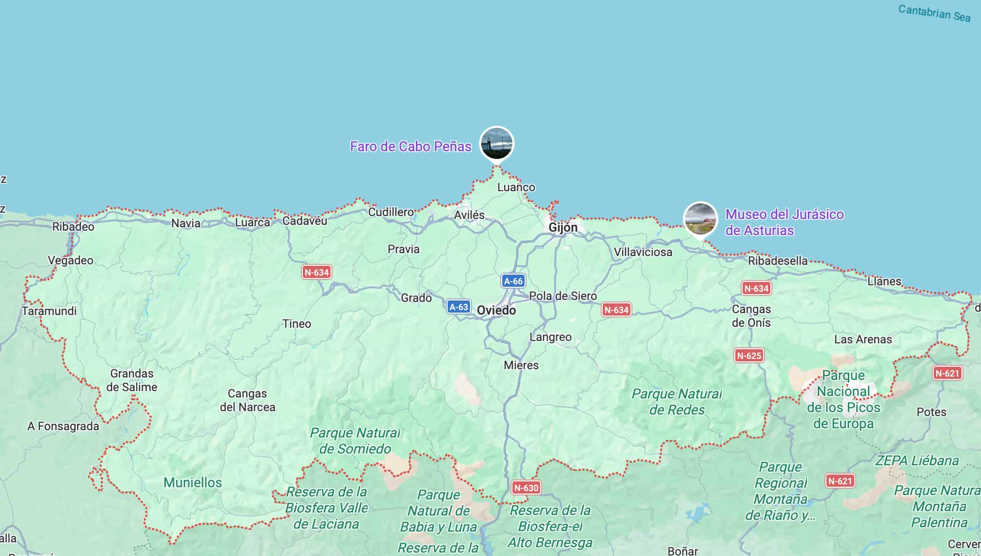 Carte des Asturies en Espagne.