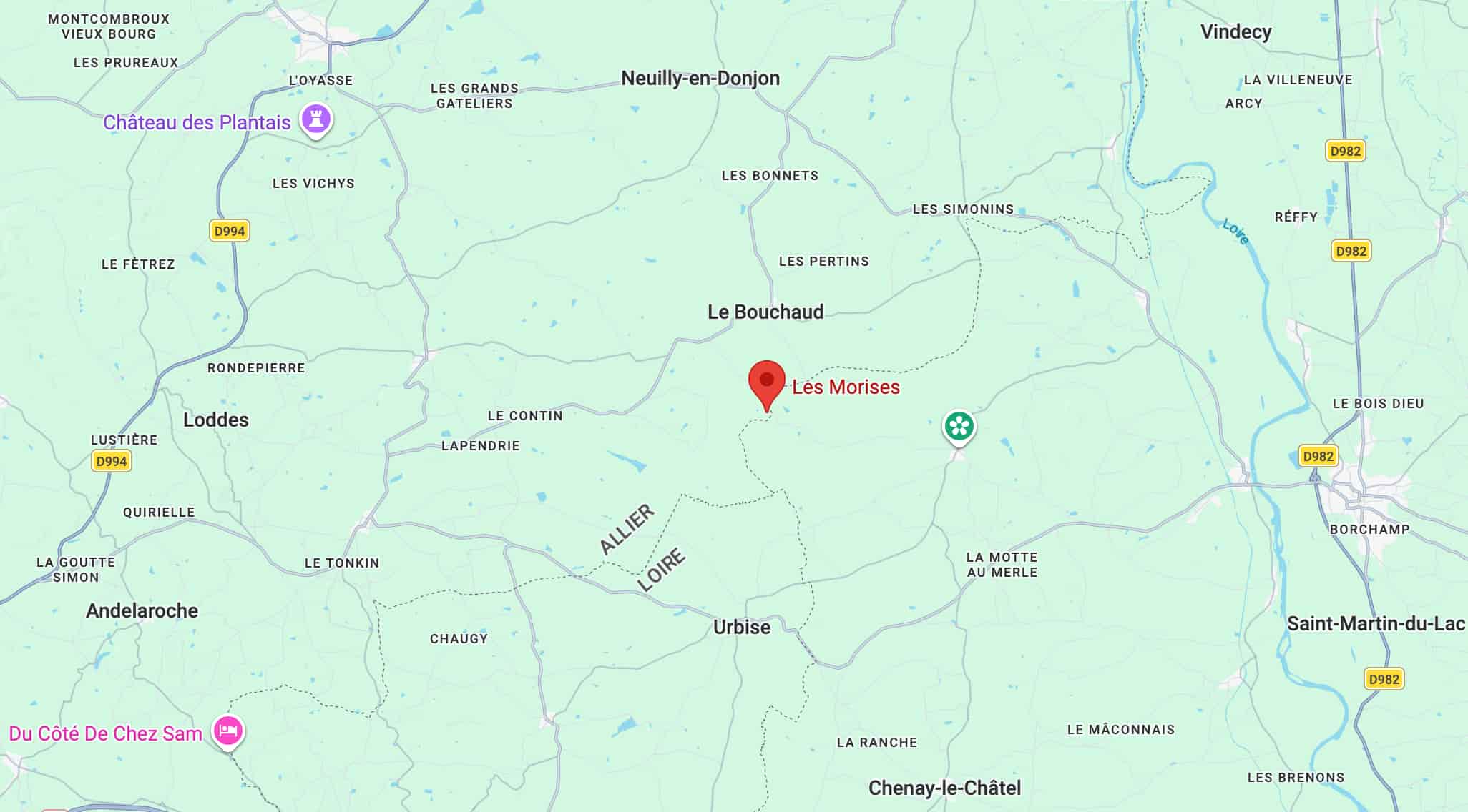 Localisation du hameau Les Morises sur une carte.