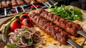 Un Adana kebab dans une assiette.