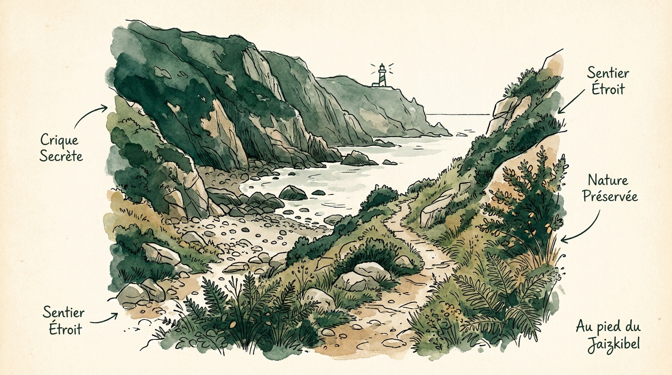 Crique sauvage de Sisurko au pied des falaises du Jaizkibel à Hondarribia