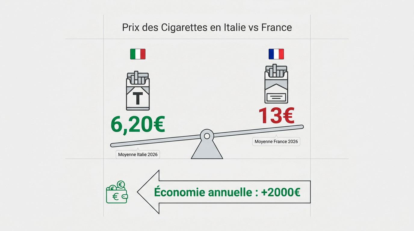 Comparaison des prix de cigarettes entre l'Italie et la France en 2026