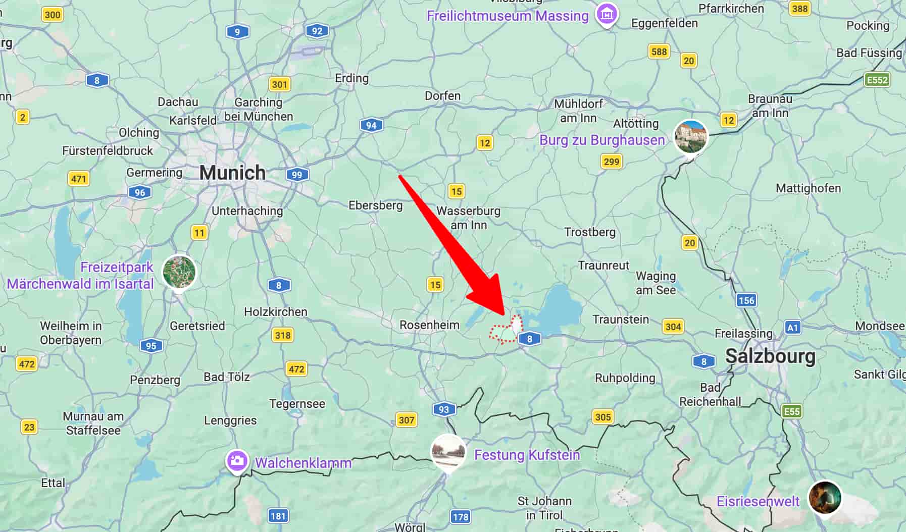 Prien am Chemsee sur une carte.
