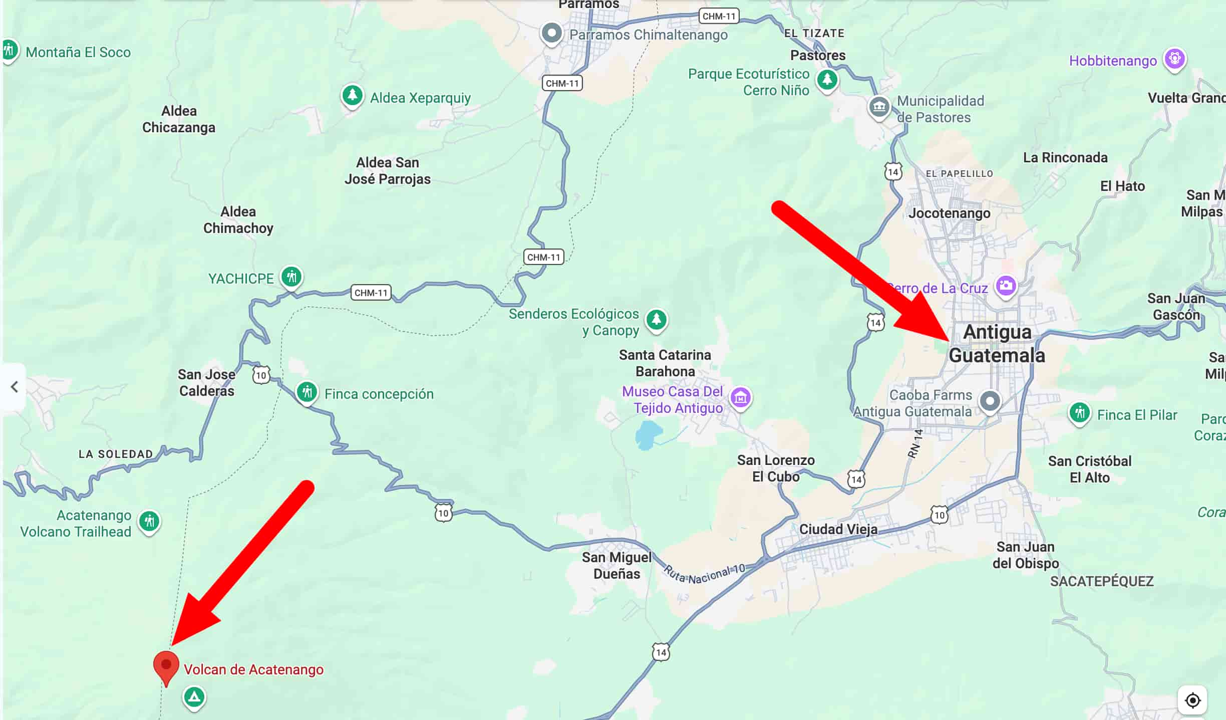 Une carte de l'Acatenango.
